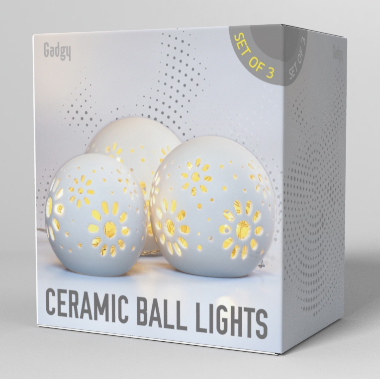 Gadgy Set 3 Lampada Sfera Ceramica, Centro Tavola, Palla Luminosa, Globi  dal Diametro 8, 10 e 12 cm., Lampade Decorative da Tavolo, Sfere  Natalizie, A Batteria